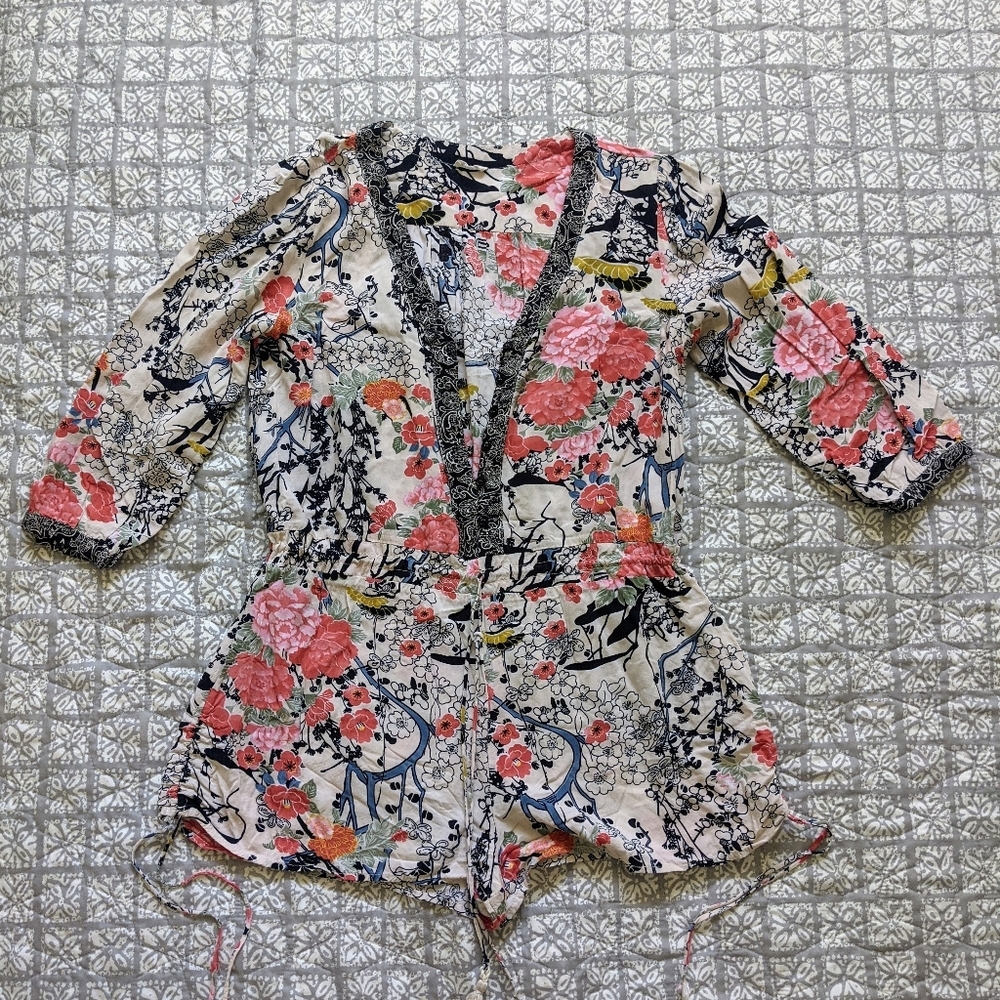 En Creme Romper floral print cotton